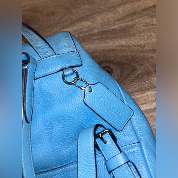 COACH Azure Blue Leather Mini Turnlock Rucksack Backpack #37581 - Picture 7 of 7